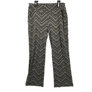 John Paul Richard Palazzo Pants Womens Medium Black Tan Flare Knit Slacks‎ Comfy